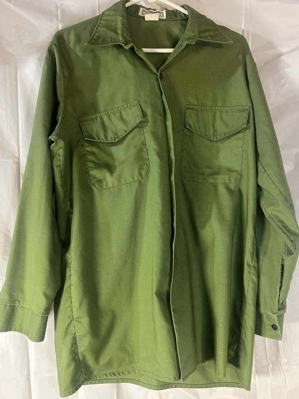Vintage 1960s OG-107 Military Sateen Utility Button-Down Shirt